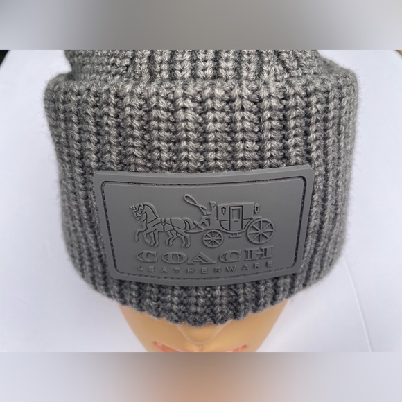 Coach Gray Ribbed Beanie - Picture 3 of 16